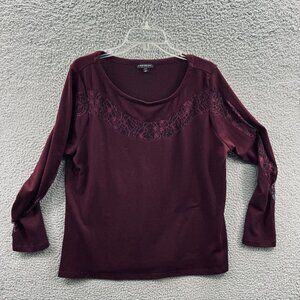 Lane Bryant Womens Top 14/16‎ Plum Long Sleeve Pullover Shirt Stretch Lace
